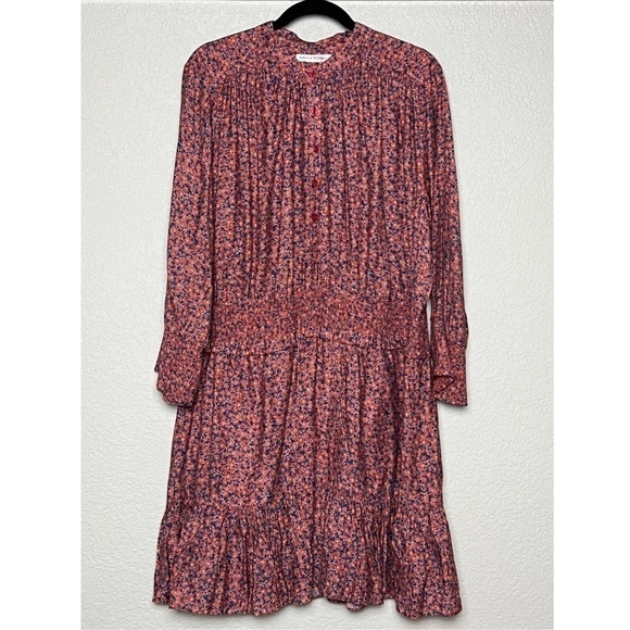 REBECCA MINKOFF Ruffle Hem Smocked Tie Waist Long Puff Sleeve Floral Dress XXL - Picture 6 of 14